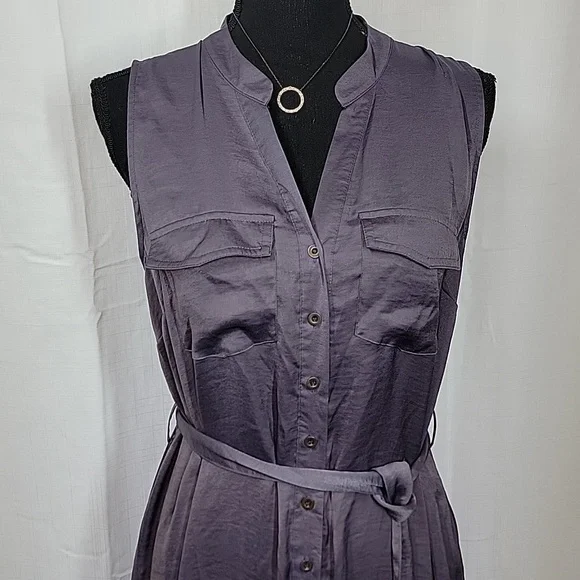 Motherhood Maternity Sleeveless Button-up Dress w/Belt - Picture 14 of 16